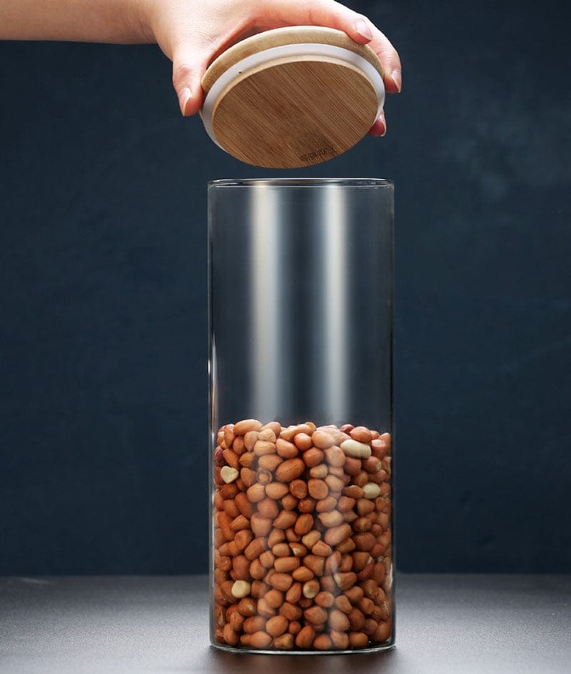 Lots de Bocaux en verre avec couvercles en bambou