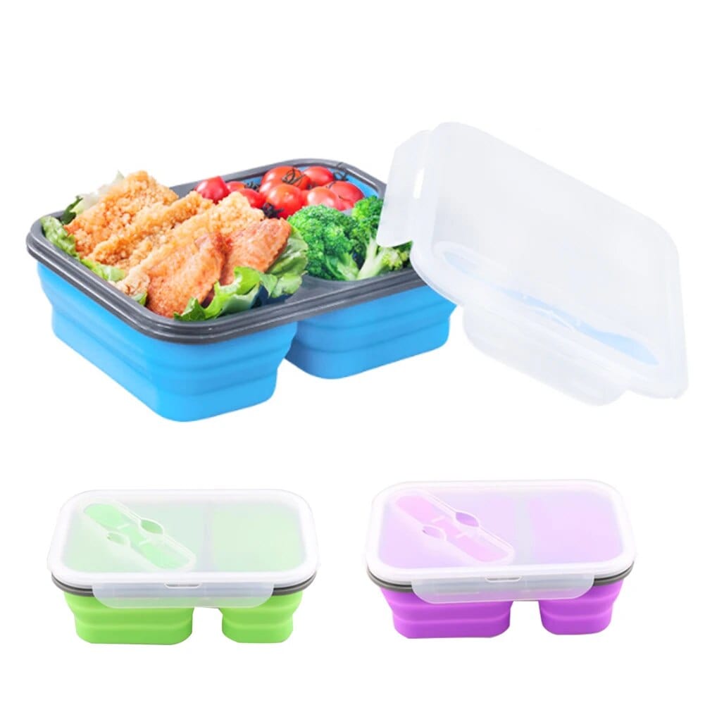 LunchBox Compactable Pliante Double Compartiment - Cuisine-Pratique