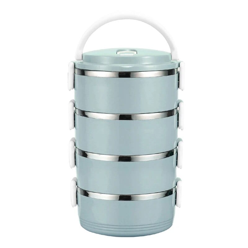 Lunchbox cylindrique multi-compartiments Bleu