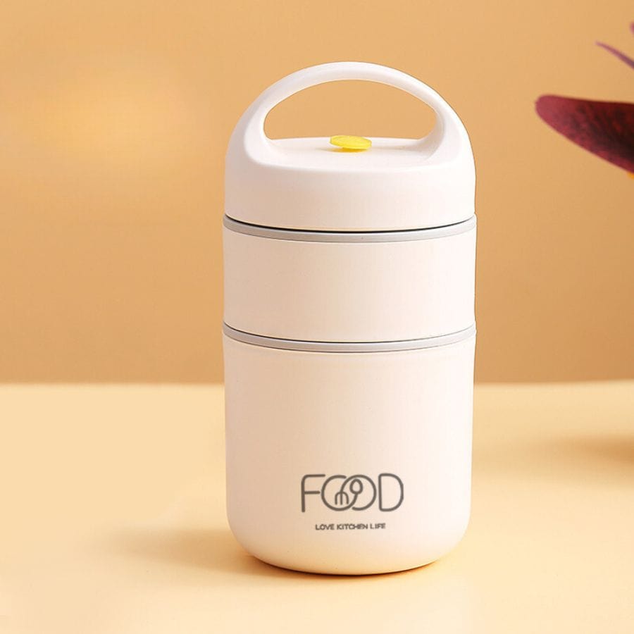 Lunchbox isotherme cylindrique à poignée Rose Clair