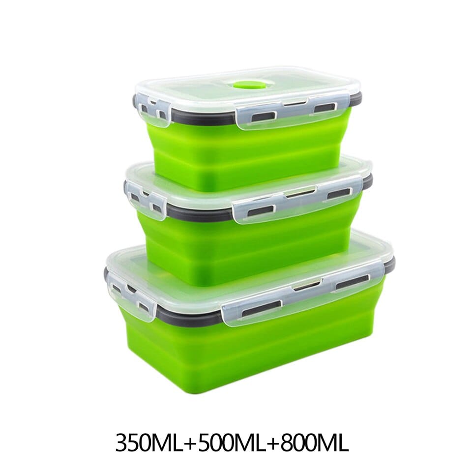 LunchBox Pliable en silicone 3 boites vertes