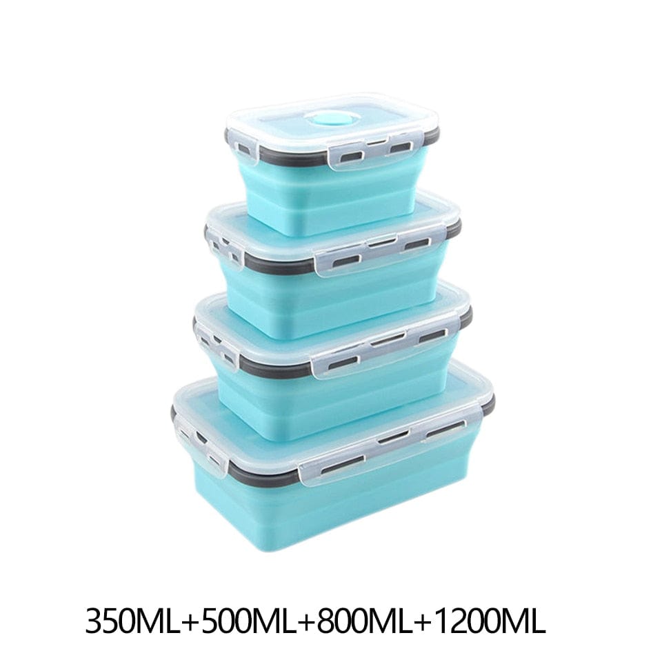 LunchBox Pliable en silicone 4 boites bleues