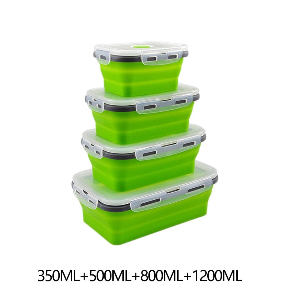 LunchBox Pliable en silicone 4 boites vertes