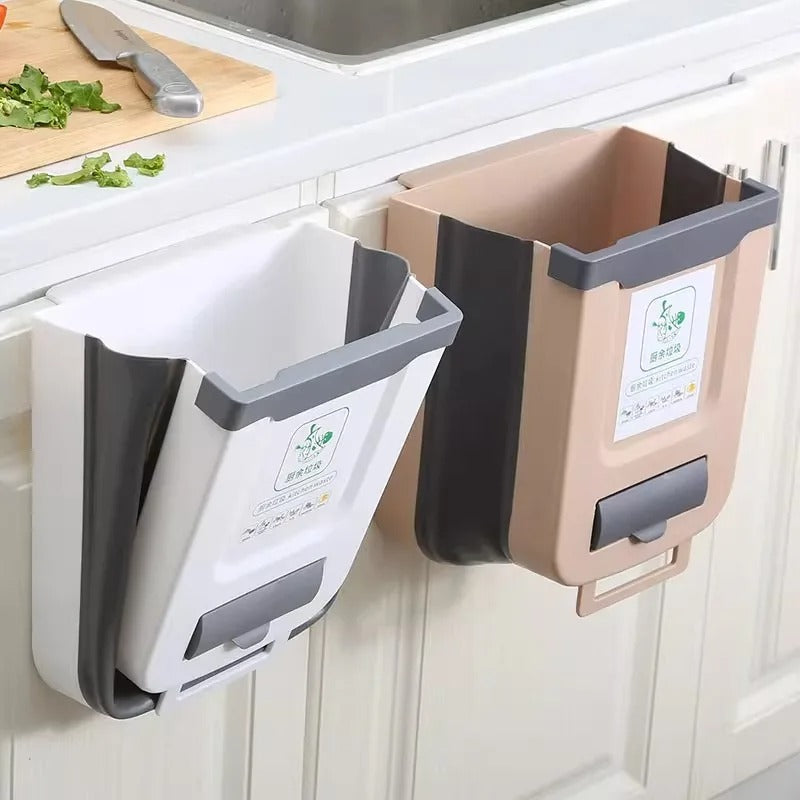 Poubelle de Cuisine Pliable Murale Suspendue — 7 L / 10 L, Porte de Placard