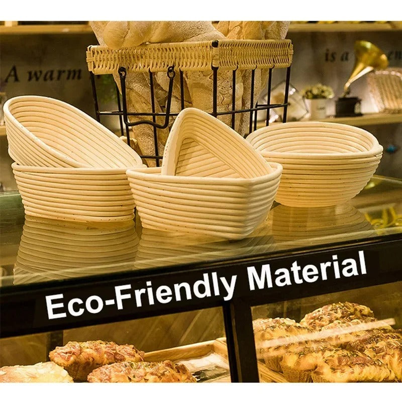 Panier de fermentation en rotin (lot de 2) – Banneton artisanal avec doublure en lin