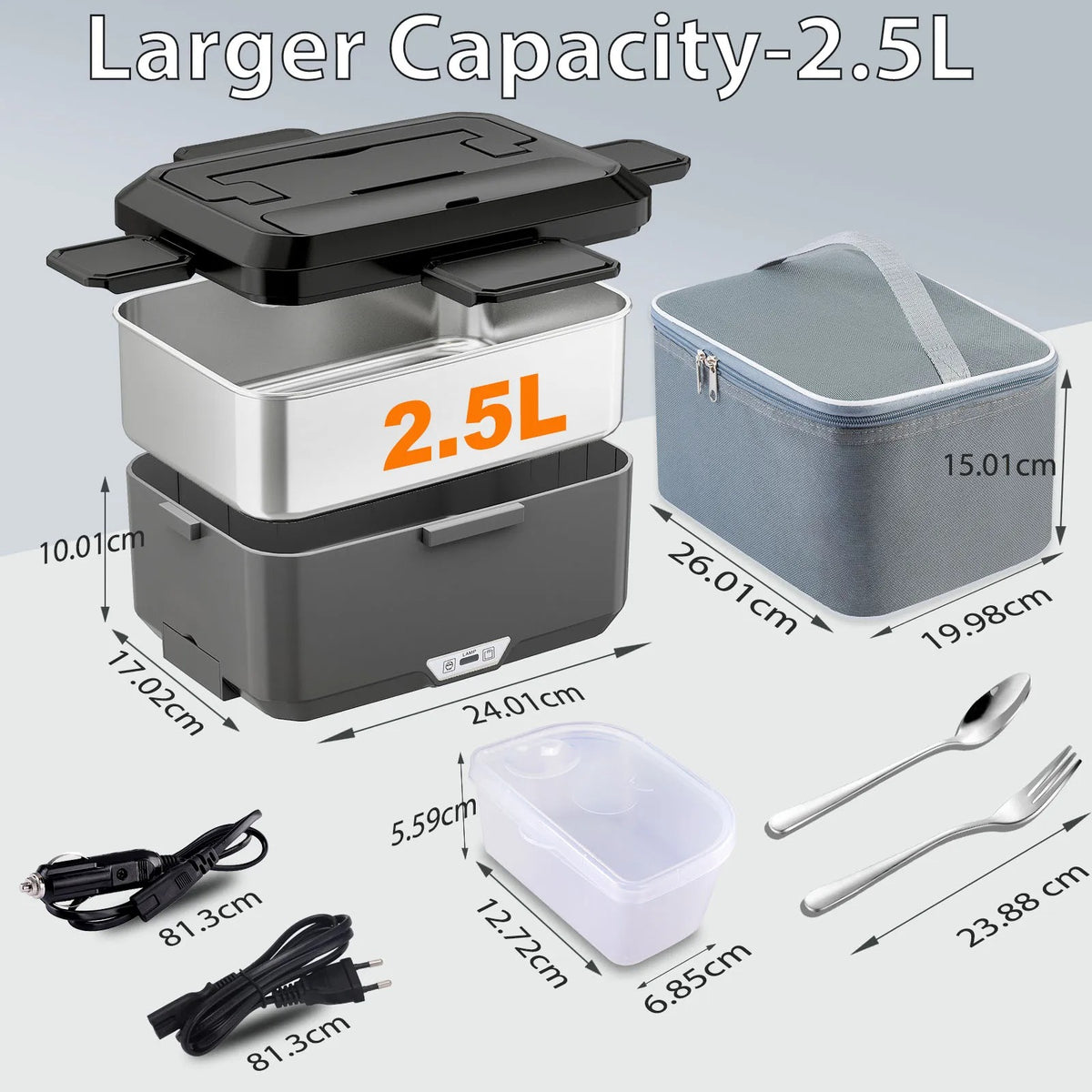 LunchBox Électrique Chauffante 80W - 1,5 à 2,5 litres