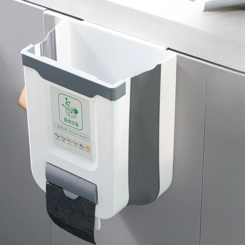 Poubelle de Cuisine Pliable Murale Suspendue — 7 L / 10 L, Porte de Placard