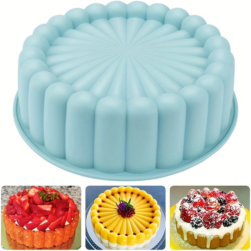 Moule à gâteau en silicone anti-adhésif - Rond pour Mariages, Anniversaires (19.99 cm) Blue A
