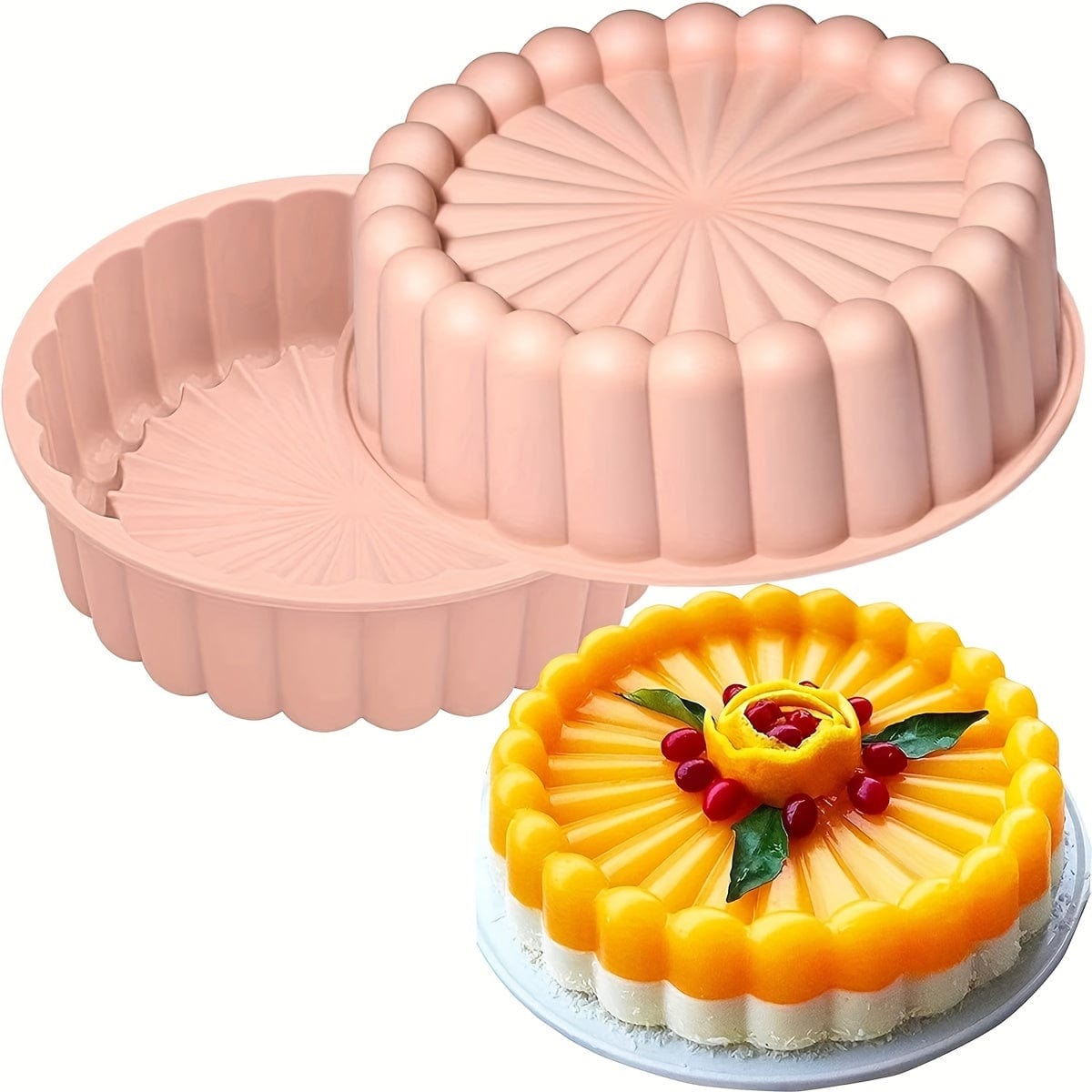 Moule à gâteau en silicone anti-adhésif - Rond pour Mariages, Anniversaires (19.99 cm) Pink