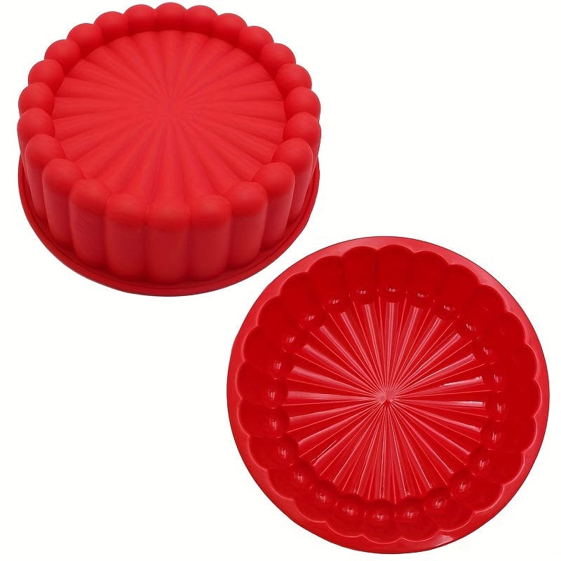 Moule à gâteau en silicone anti-adhésif - Rond pour Mariages, Anniversaires (19.99 cm) Red