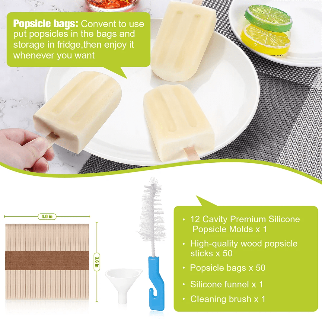 Moule à glace en silicone avec bâtonnets en bois - Outils pour crème glacée de l'été