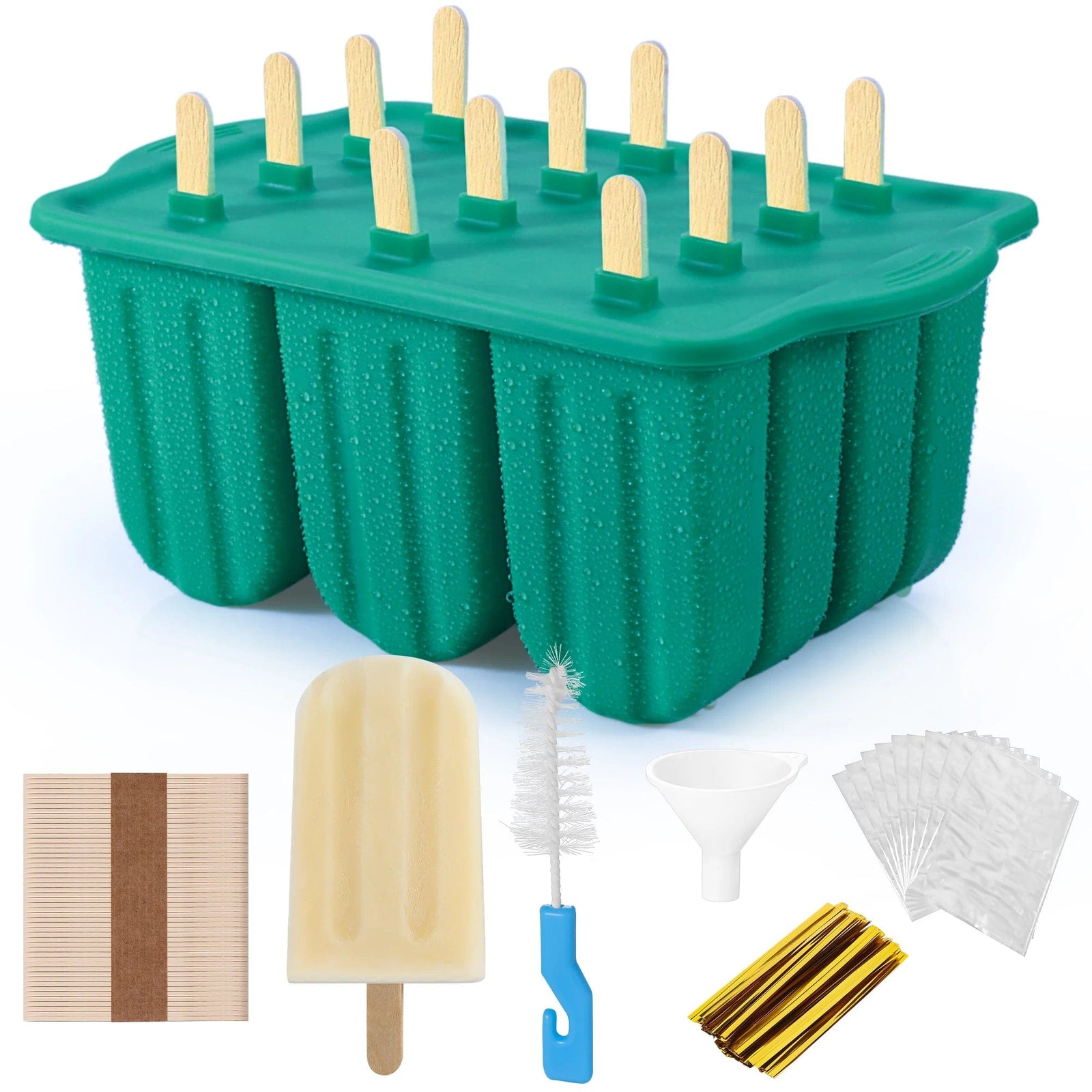 Moule à glace en silicone avec bâtonnets en bois - Outils pour crème glacée de l'été navy blue
