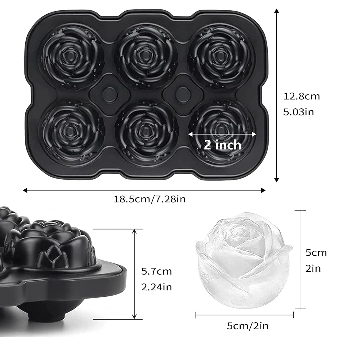 Moule à Glace Rose en Silicone, 6 Boules de Glace - Qualité Alimentaire