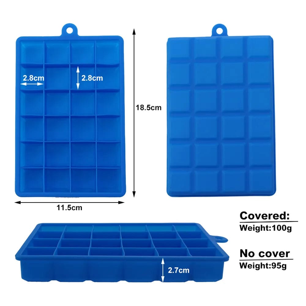 Bac à glaçons 24 compartiments - en silicone avec couvercle