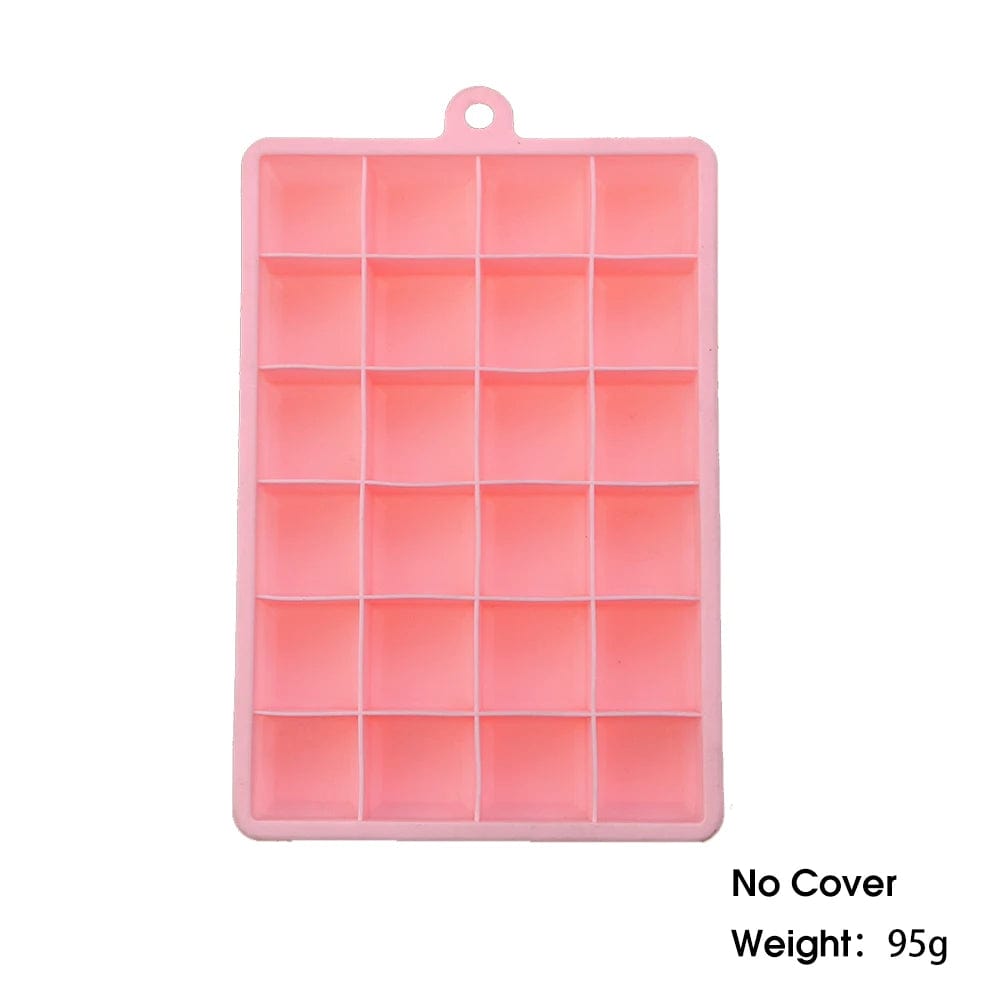 Moule à glaçons en silicone avec couvercle : cube de cocktail, fromage, gelée - Eco-friendly et pratique - 24 alvéoles C NO Cover Pink