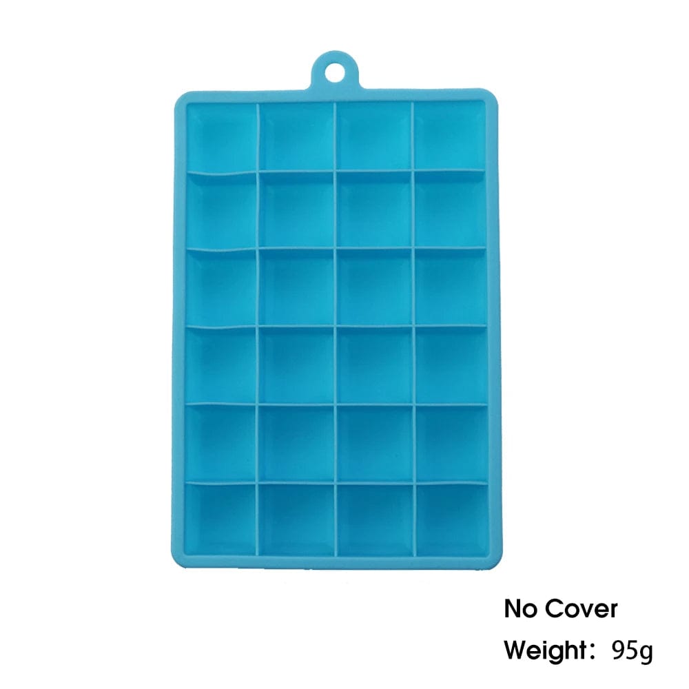 Moule à glaçons en silicone avec couvercle : cube de cocktail, fromage, gelée - Eco-friendly et pratique - 24 alvéoles E NO Cover Sky blue