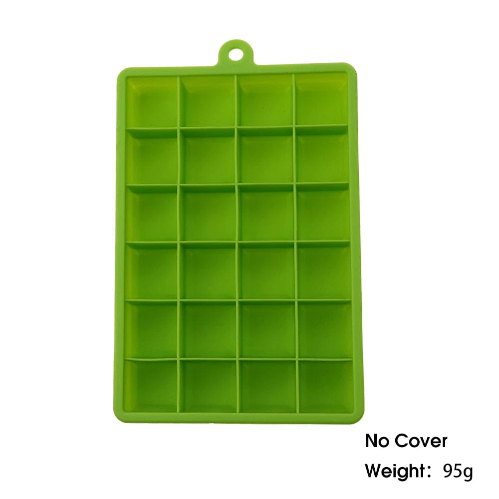 Moule à glaçons en silicone avec couvercle : cube de cocktail, fromage, gelée - Eco-friendly et pratique - 24 alvéoles F NO Cover Green