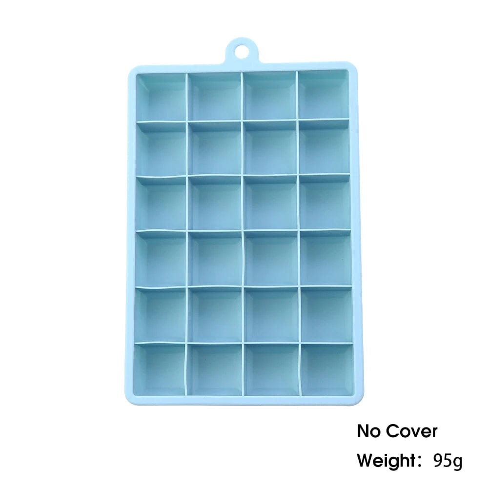 Moule à glaçons en silicone avec couvercle : cube de cocktail, fromage, gelée - Eco-friendly et pratique - 24 alvéoles H NO Cover Baby blue