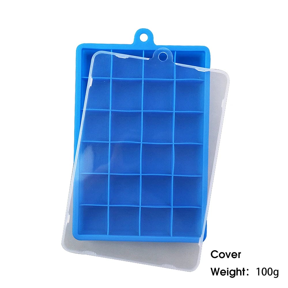 Moule à glaçons en silicone avec couvercle : cube de cocktail, fromage, gelée - Eco-friendly et pratique - 24 alvéoles M Cover Blue