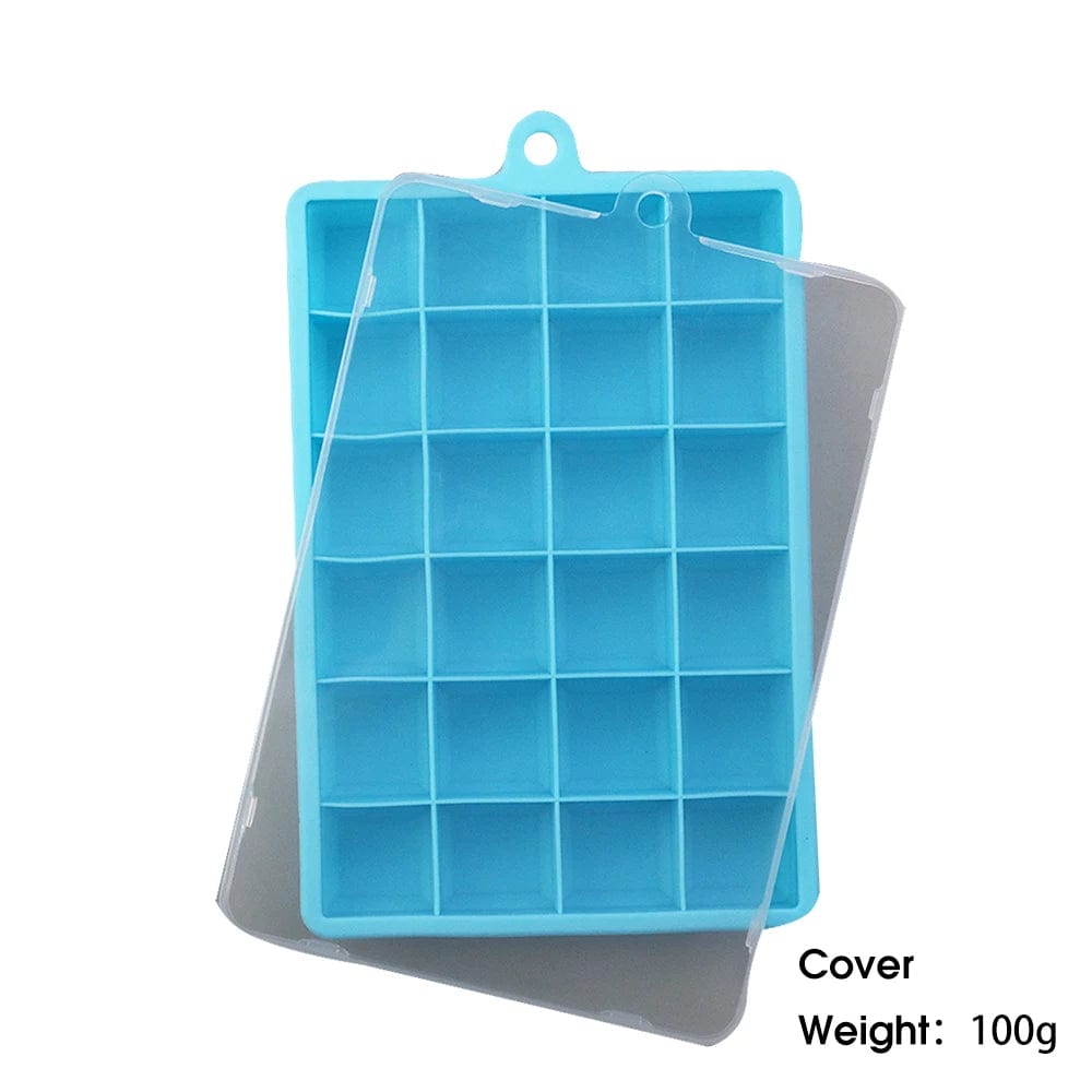 Moule à glaçons en silicone avec couvercle : cube de cocktail, fromage, gelée - Eco-friendly et pratique - 24 alvéoles N Cover Sky blue