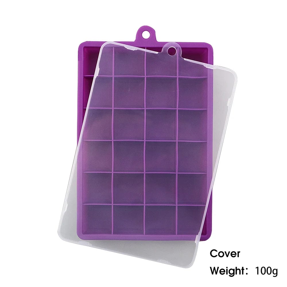 Moule à glaçons en silicone avec couvercle : cube de cocktail, fromage, gelée - Eco-friendly et pratique - 24 alvéoles P Cover Purple