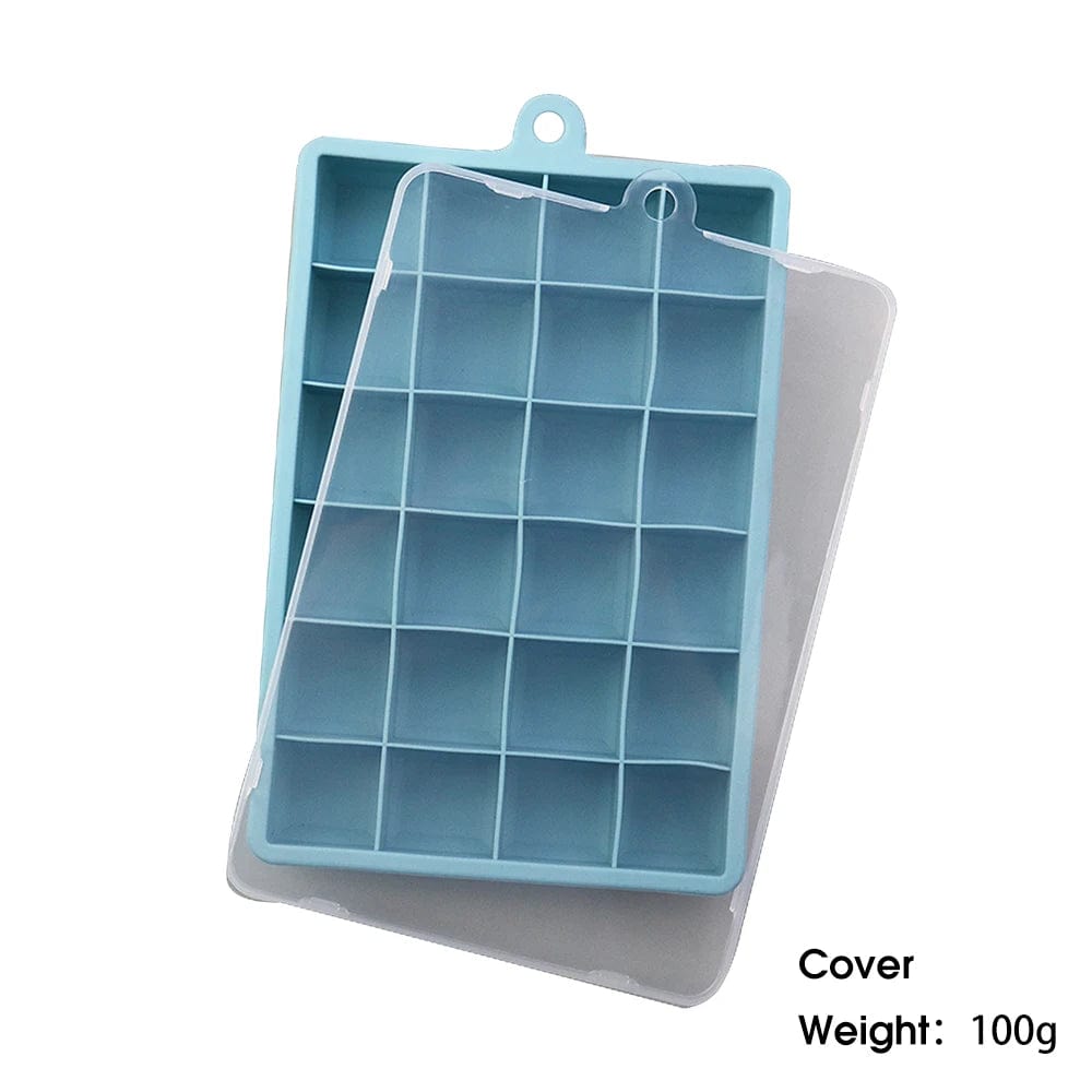 Moule à glaçons en silicone avec couvercle : cube de cocktail, fromage, gelée - Eco-friendly et pratique - 24 alvéoles Q Cover Baby blue