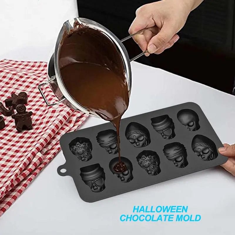 Moule à Glaçons Tête de Mort pour Halloween 10 Cavités - Silicone Alimentaire durable et Réutilisable CHINA