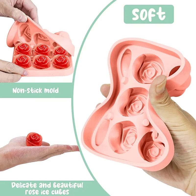 Moules à glaçons fleur en silicone - Rose FUN BX275-PK