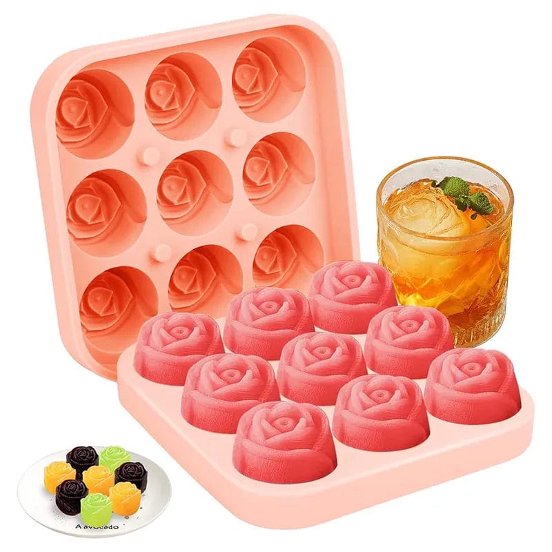 Moules à glaçons fleur en silicone - Rose FUN BX275-PK