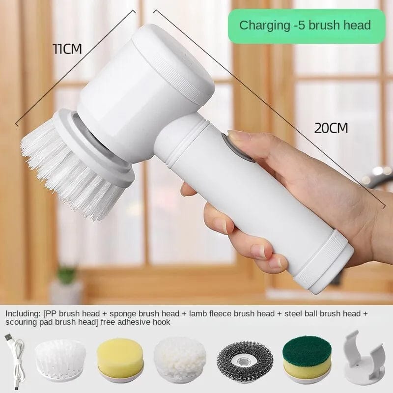 Multi-functional Electric Cleaning Brush for Kitchen and Bathroom - Wireless Handheld Power Scrubber for Dishes, Pots, and Pans White