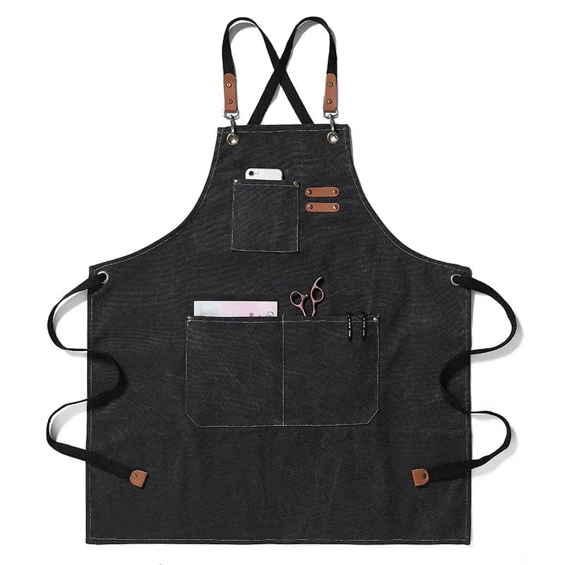 New Fashion Canvas Kitchen Aprons For Woman Men Chef Work Apron For Grill Restaurant Bar Shop Cafes Beauty Nails Studios Uniform black / OneSize