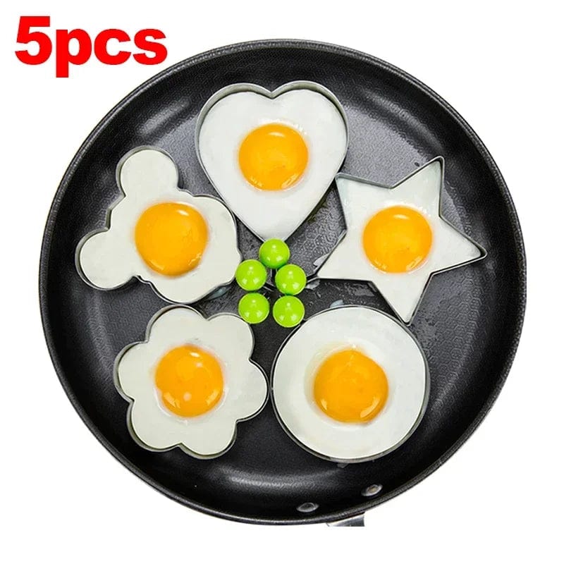 New Stainless Steel Fried Egg Mold Heart Pancake Maker Breakfast Baking Omelette Rings Cooking Tools Kitchen Accessories Gadget Set A-5pcs