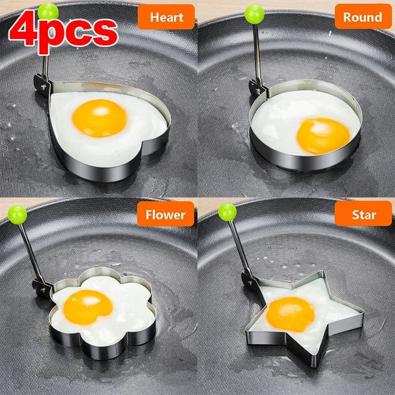 New Stainless Steel Fried Egg Mold Heart Pancake Maker Breakfast Baking Omelette Rings Cooking Tools Kitchen Accessories Gadget Set B-4pcs