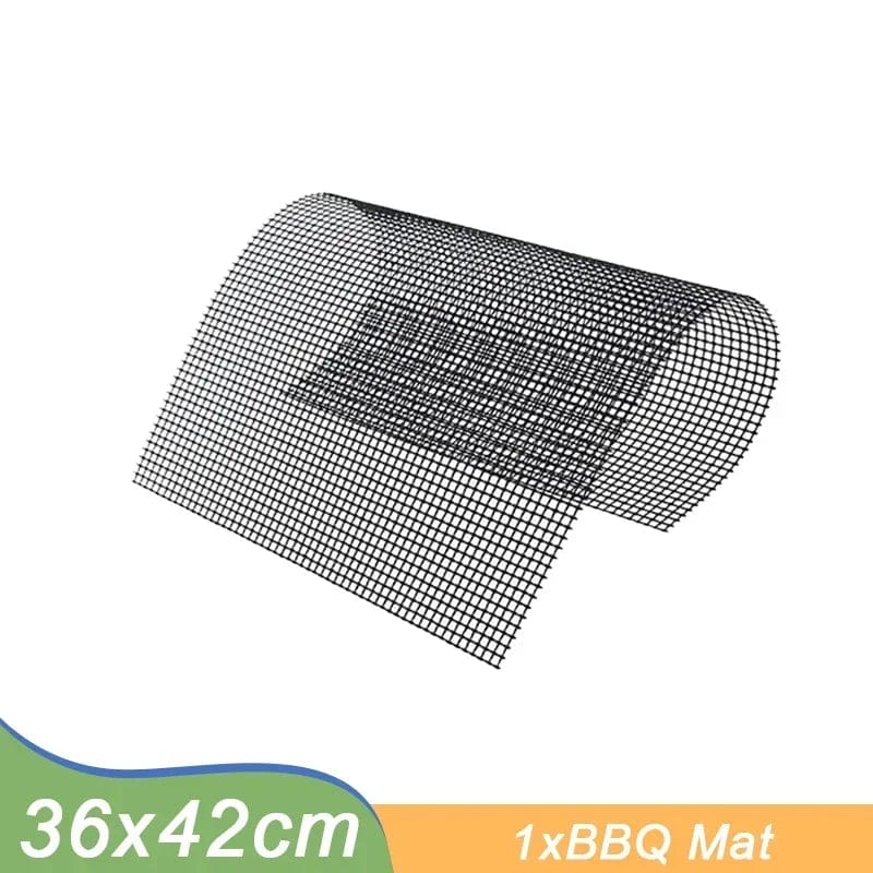 Non-stick Barbecue Mesh Mat Reusable Heat Resistance BBQ Baking Net Pad Kitchen Cooking BBQ Mat Liner Accessorie Outdoo BBQ Tool 1PC 36x42cm