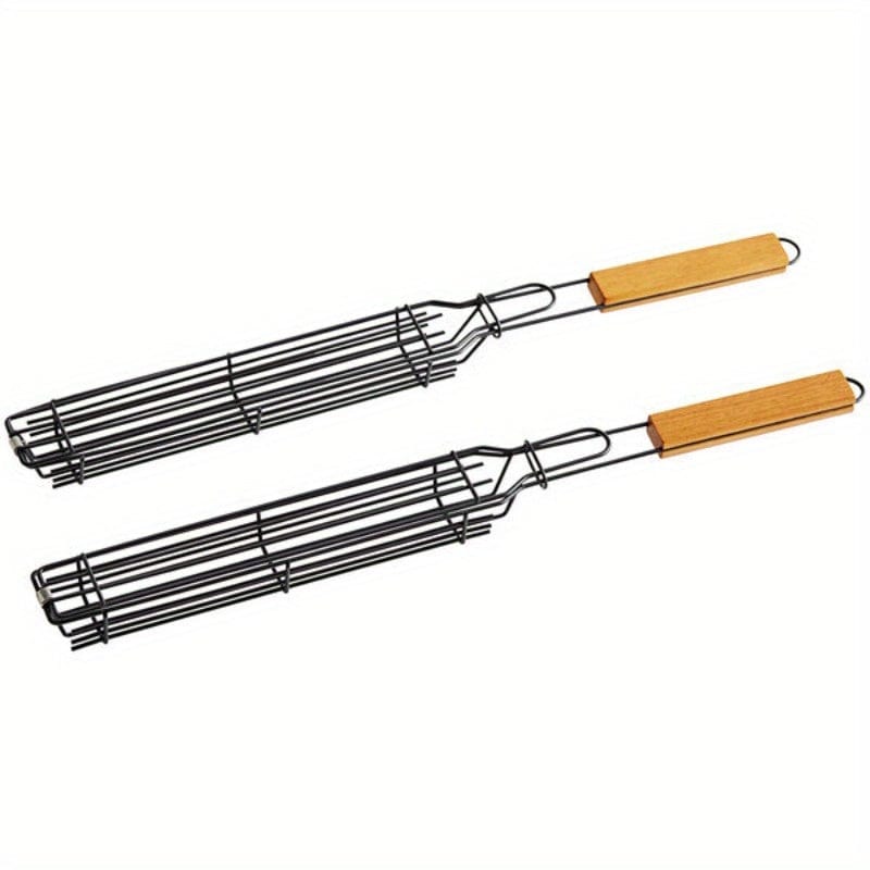 Panier à grillades Kebab en acier inoxydable antiadhésif - Pour Hot Dogs, Saucisses - BBQ portable et pratique