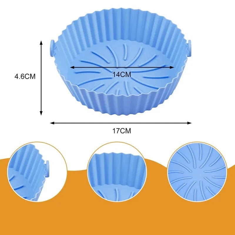 Panier de Cuisson en Silicone pour Air Fryer (14x17x4,6 cm) Bleu