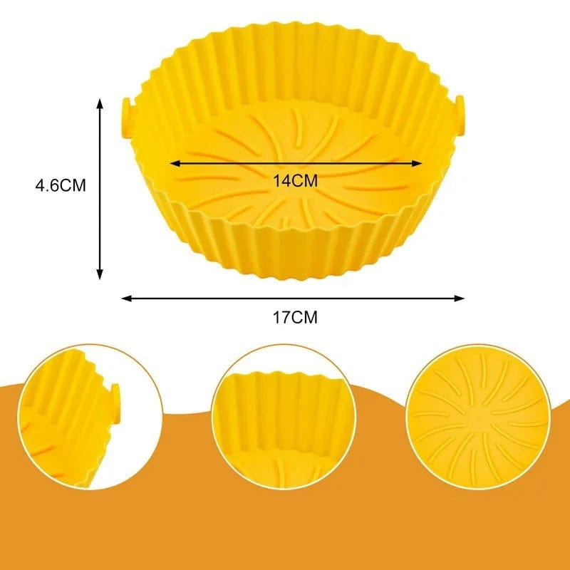 Panier de Cuisson en Silicone pour Air Fryer (14x17x4,6 cm) Jaune