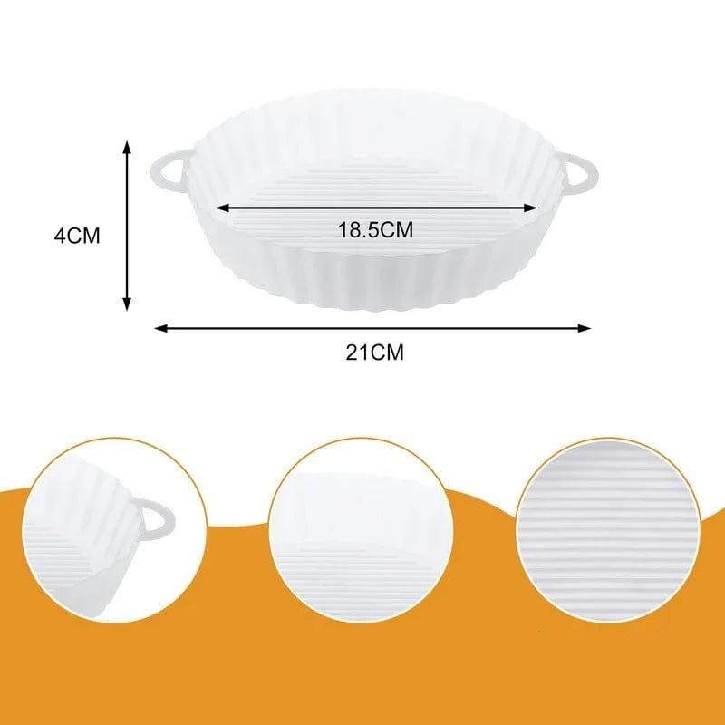 Panier de Cuisson en Silicone pour Air Fryer (18,5x21x4 cm) Blanc