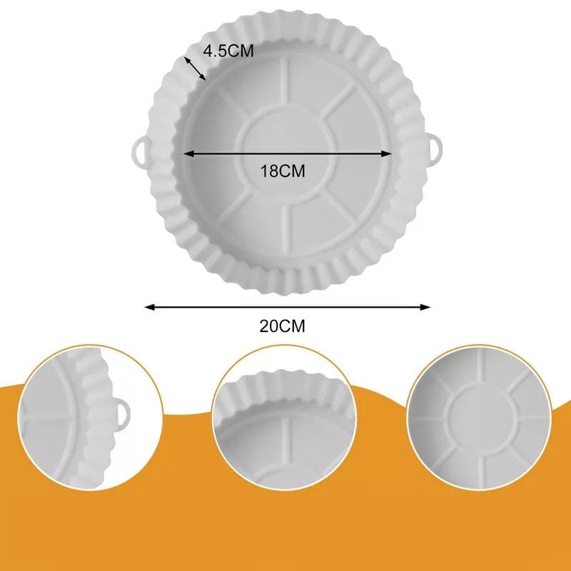 Panier de Cuisson en Silicone pour Air Fryer (18x20x4,5 cm) Blanc