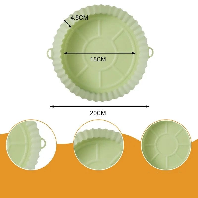 Panier de Cuisson en Silicone pour Air Fryer (18x20x4,5 cm) Vert