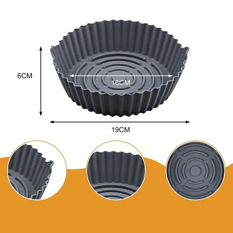 Panier de Cuisson en Silicone pour Friteuse sans Huile (16x19x6 cm) Gris