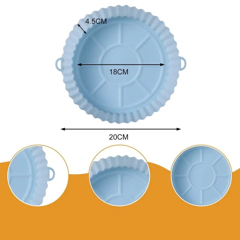 Panier de Cuisson en Silicone pour Friteuse sans Huile (18x20x4,5 cm) Bleu