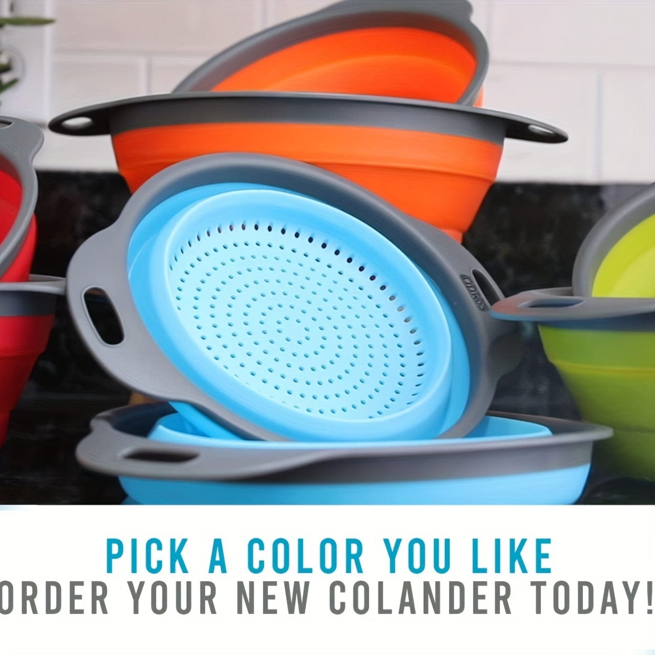 Panier de Drainage Pliable en Silicone pour Camping et Cuisine - 2 pièces