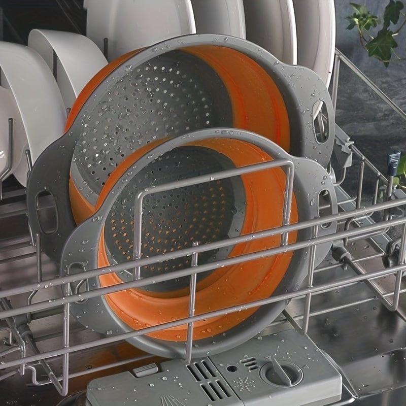 Panier de Drainage Pliable en Silicone pour Camping et Cuisine - 2 pièces