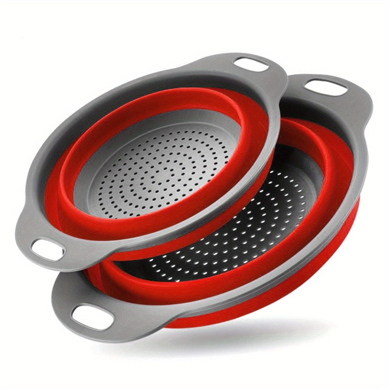 Panier de Drainage Pliable en Silicone pour Camping et Cuisine - 2 pièces Red 2