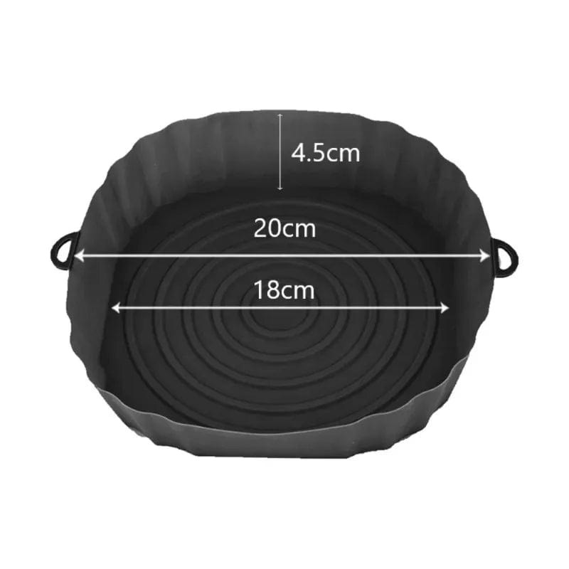 Panier silicone pour Air Fryer réutilisable - Accessoire pour four, pizza, poulet frit - Noir/bleu - Taille ajustable Black