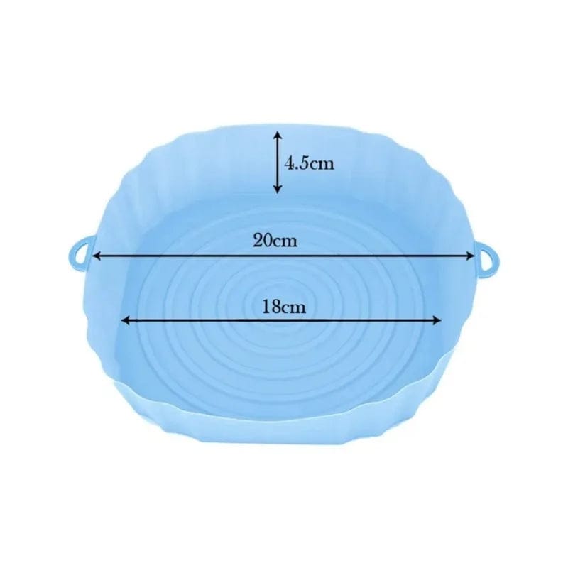 Panier silicone pour Air Fryer réutilisable - Accessoire pour four, pizza, poulet frit - Noir/bleu - Taille ajustable Blue