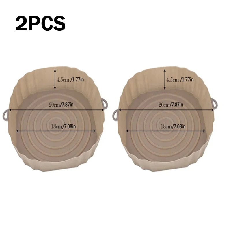 Panier silicone pour Air Fryer réutilisable - Accessoire pour four, pizza, poulet frit - Noir/bleu - Taille ajustable Brown 2pcs