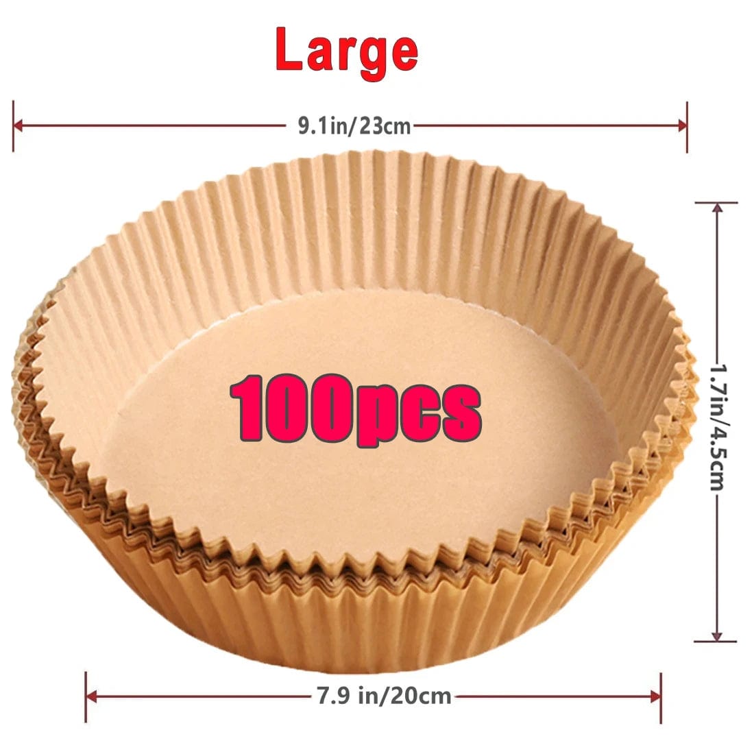 Papiers Cuisson Air Fryer, 100/50 Pièces, 16cm, Ronds, Blancs/Brun : Accessoires Cuisine Ecofriendly Brown 100Pcs-20cm