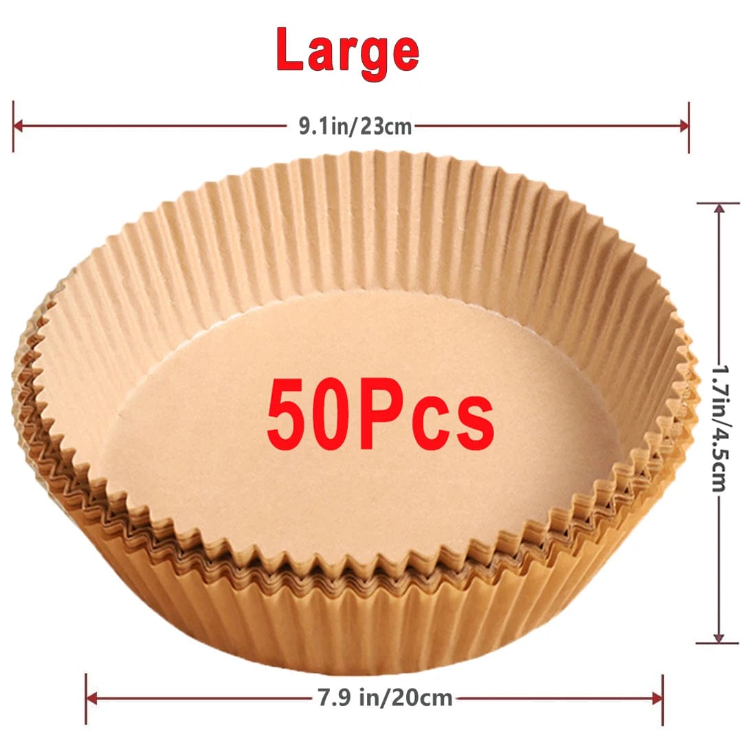 Papiers Cuisson Air Fryer, 100/50 Pièces, 16cm, Ronds, Blancs/Brun : Accessoires Cuisine Ecofriendly Brown 50Pcs-20cm